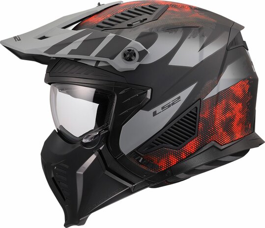LS2 OF606 Drifter helm Gas grijs rood
