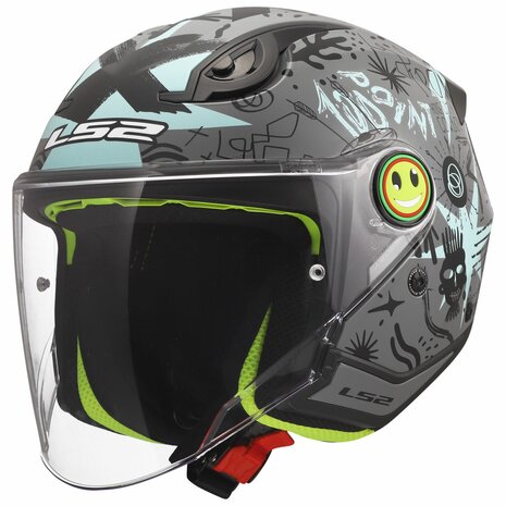 LS2 OF622 Funny II Scribble grijs blauw kinder jethelm