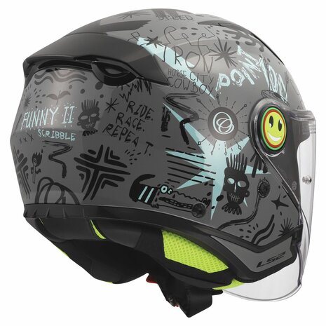 LS2 OF622 Funny II Scribble grijs blauw kinder jethelm