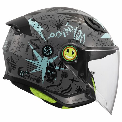LS2 OF622 Funny II Scribble grijs blauw kinder jethelm