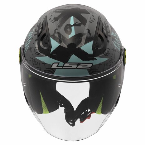 LS2 OF622 Funny II Scribble grijs blauw kinder jethelm