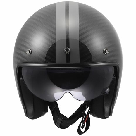 LS2 OF601 Bob II C Star glans zwart carbon grijs jet motorhelm