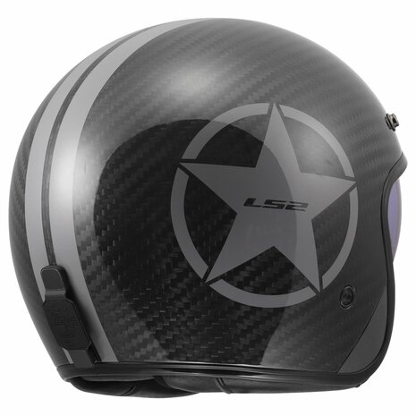 LS2 OF601 Bob II C Star glans zwart carbon grijs jet motorhelm