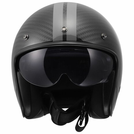 LS2 OF601 Bob II C Star glans zwart carbon grijs jet motorhelm