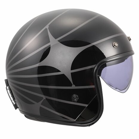 LS2 OF601 Bob II jet motorhelm Cosmic glans zwart grijs