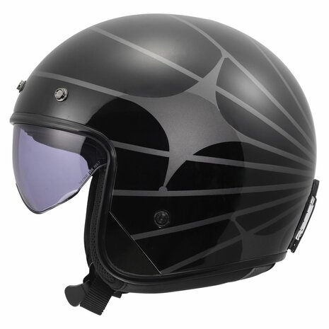 LS2 OF601 Bob II jet motorhelm Cosmic glans zwart grijs