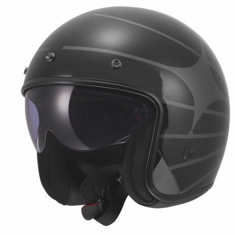 LS2 OF601 Bob II jet motorhelm Cosmic glans zwart grijs