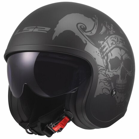 LS2 OF599 Spitfire II helm Willy mat zwart grijs
