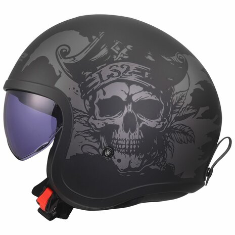 LS2 OF599 Spitfire II helm Willy mat zwart grijs