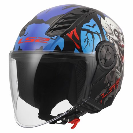 LS2 OF616 Airflow II jethelm Zombie II glans zwart rood blauw