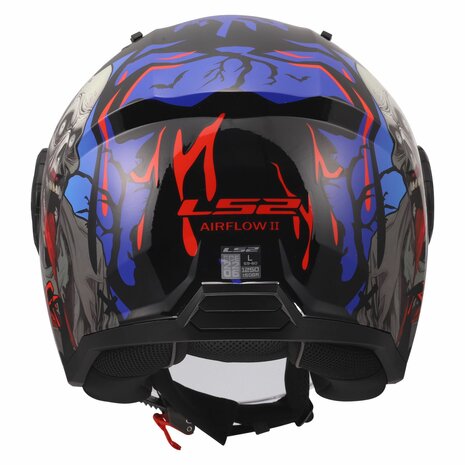 LS2 OF616 Airflow II jethelm Zombie II glans zwart rood blauw