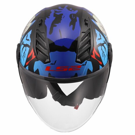 LS2 OF616 Airflow II jethelm Zombie II glans zwart rood blauw