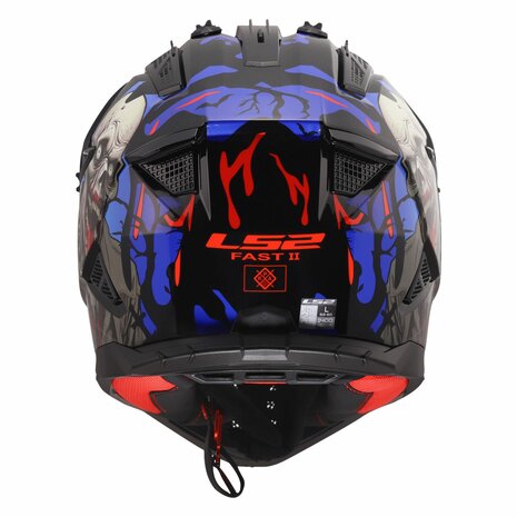 LS2 MX708 Fast II crosshelm Zombie II glans zwart rood blauw
