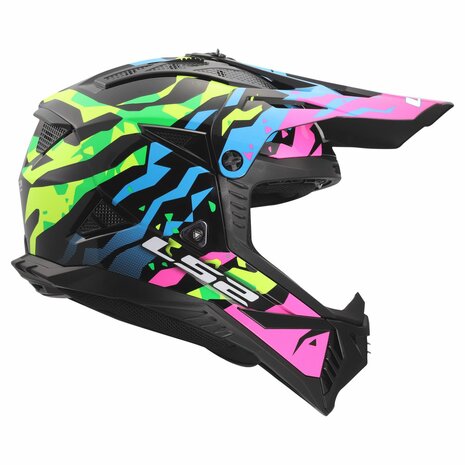 LS2 MX708 Fast II crosshelm Grotesk glans blauw roze groen