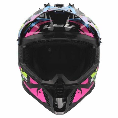 LS2 MX708 Fast II crosshelm Grotesk glans blauw roze groen