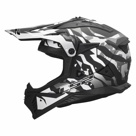 LS2 MX708 Fast II crosshelm Grotesk mat zwart grijs