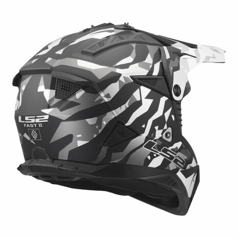 LS2 MX708 Fast II crosshelm Grotesk mat zwart grijs