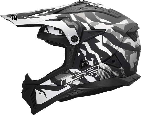 LS2 MX708 Fast II crosshelm Grotesk mat zwart grijs