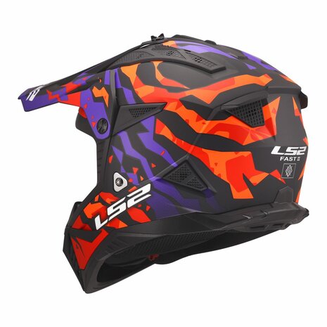LS2 MX708 Fast II crosshelm Grotesk mat paars oranje