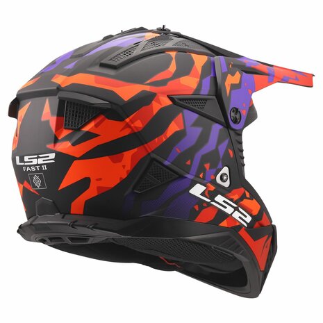 LS2 MX708 Fast II crosshelm Grotesk mat paars oranje