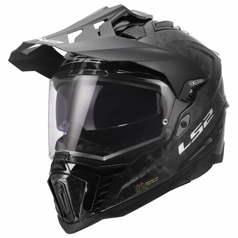 LS2 MX701 Explorer Forged Carbon Adventure helm glans carbon zwart