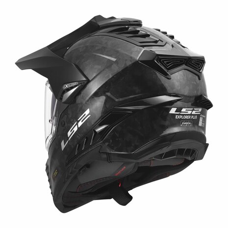 LS2 MX701 Explorer Forged Carbon Adventure helm glans carbon zwart