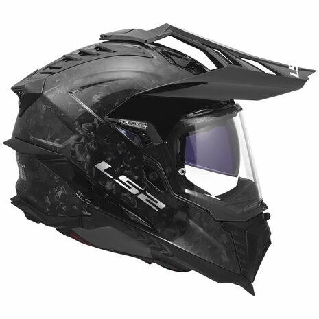 LS2 MX701 Explorer Forged Carbon Adventure helm glans carbon zwart