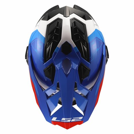 LS2 MX701 Explorer Adventure helm Hexa glans wit blauw rood