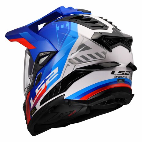 LS2 MX701 Explorer Adventure helm Hexa glans wit blauw rood