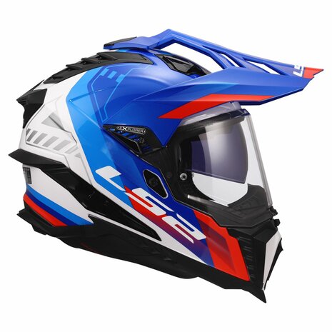 LS2 MX701 Explorer Adventure helm Hexa glans wit blauw rood