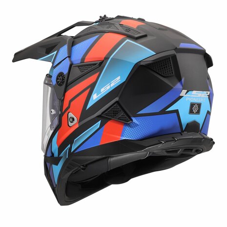 LS2 MX702 Pioneer II helm Block mat zwart rood blauw