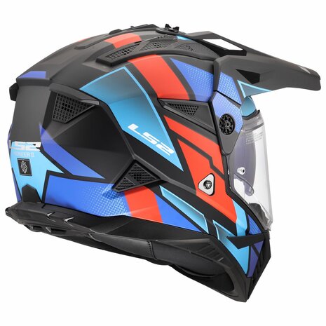 LS2 MX702 Pioneer II helm Block mat zwart rood blauw