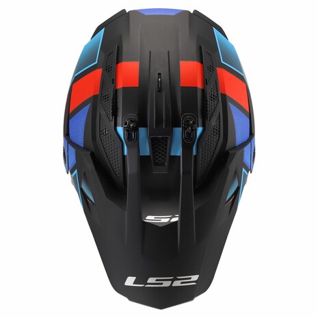 LS2 MX702 Pioneer II helm Block mat zwart rood blauw
