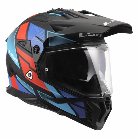 LS2 MX702 Pioneer II helm Block mat zwart rood blauw