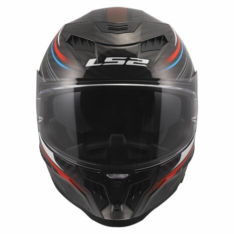 LS2 FF807 Dragon integraalhelm Subic glans wit blauw rood carbon zwart