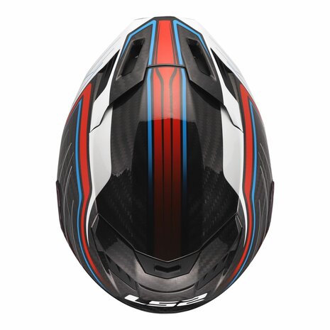 LS2 FF807 Dragon integraalhelm Subic glans wit blauw rood carbon zwart