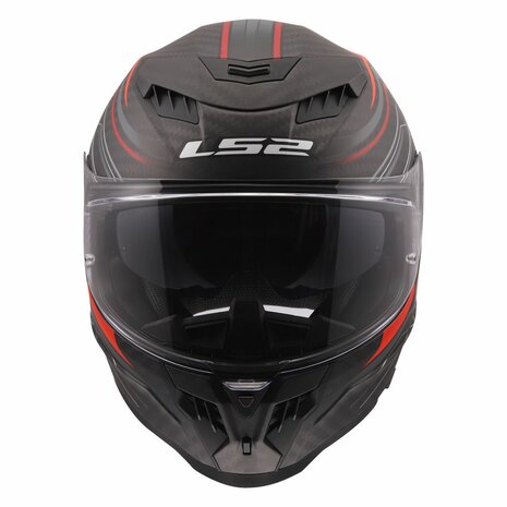 LS2 FF807 Dragon integraalhelm Subic mat rood carbon zwart