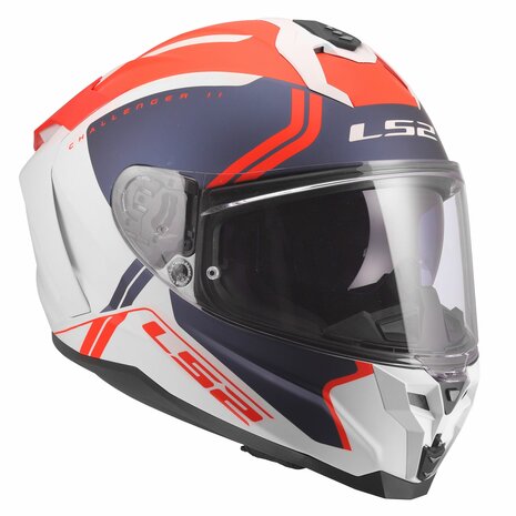LS2 FF817 Challenger II helm Titan mat wit blauw rood