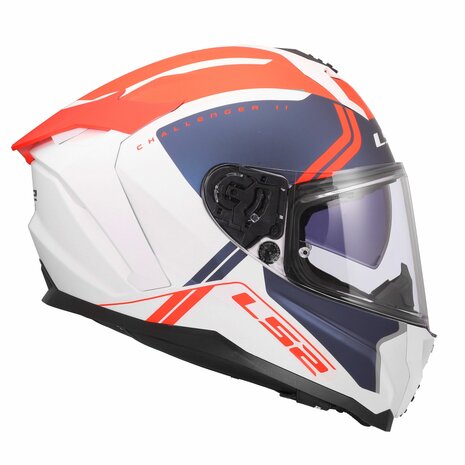 LS2 FF817 Challenger II helm Titan mat wit blauw rood