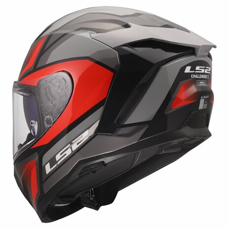 LS2 FF817 Challenger II helm Viper glans grijs rood