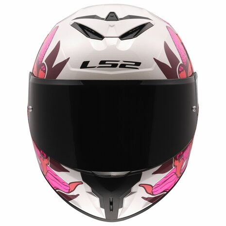 LS2 FF820 Rapid III helm Poppies II glans wit roze