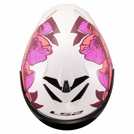 LS2 FF820 Rapid III helm Poppies II glans wit roze