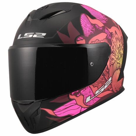 LS2 FF820 Rapid III helm Poppies II mat zwart roze