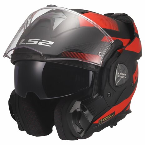 LS2 FF901 Advant X systeemhelm Nova mat zwart rood