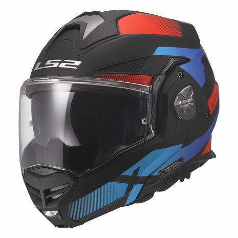 LS2 FF901 Advant X systeemhelm Nova mat zwart rood blauw