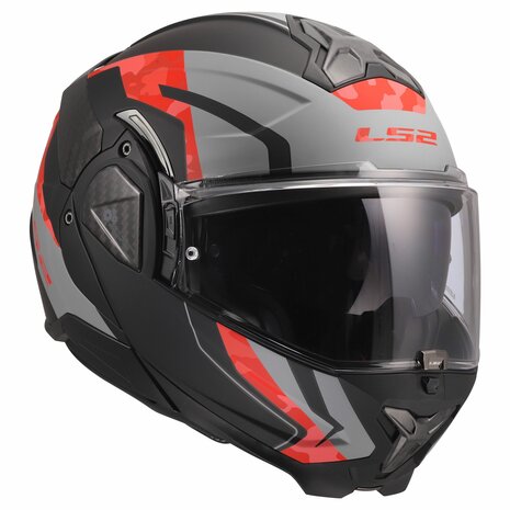 LS2 FF910 Advant II systeemhelm Glide mat zwart grijs rood