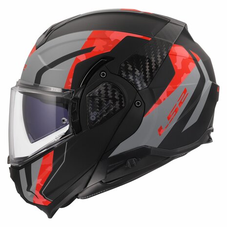 LS2 FF910 Advant II systeemhelm Glide mat zwart grijs rood