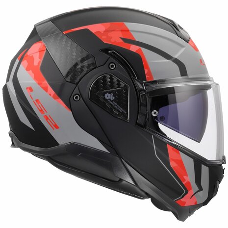 LS2 FF910 Advant II systeemhelm Glide mat zwart grijs rood