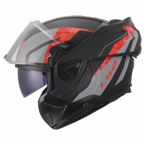 LS2 FF910 Advant II systeemhelm Glide mat zwart grijs rood