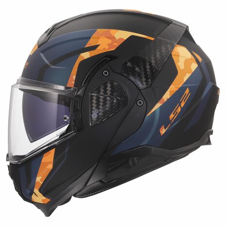 LS2 FF910 Advant II systeemhelm Glide mat zwart oranje